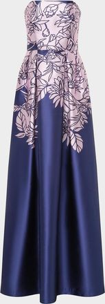 Kay Unger Leona Floral Strapless Gown