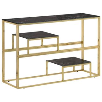 Berkfield Home Console Table Gold Stainless Steel & Tempered Glass
