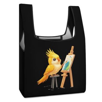 Generic Cockatiel Artist Bird Shopping Bag Reusable Grocery Tote Bag Foldable Handbag for Travel Picnic