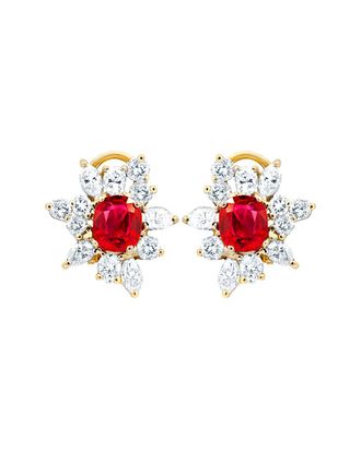 Diana M. Jewels Fine Jewelry 18K Two-Tone 5.65 Ct. Tw. Diamond & Ruby Earrings