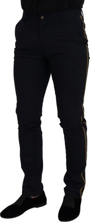 Dolce & Gabbana Mens Black Wool Slim Formal Pants Elastane