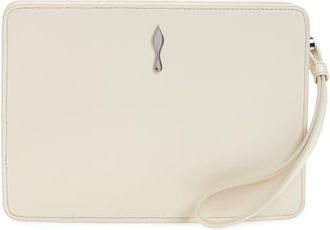 Christian Louboutin Small Bettina Leather Wristlet in Suzuran/Silver at Nordstrom