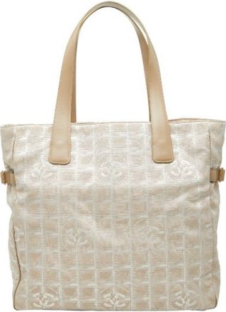 Chanel Beige Nylon Leather Tote Bag (Pre-Owned)