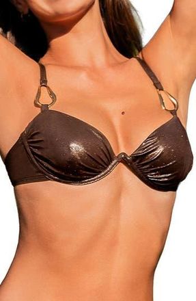 Cupshe Glittery Underwire Bikini Top in Brown at Nordstrom Rack, Size Medium