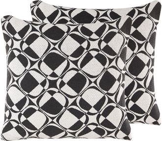 Beliani Conjunto De 2 Cojines Decorativos Blanco Y Negro Algod&oacute;n 45 X 45 Cm Fundas Extra&iacute;bles Relleno De Poli&eacute;ster Koture