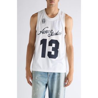 Acne Studios Eichael Sports Graphic Jersey in White at Nordstrom, Size X-Large