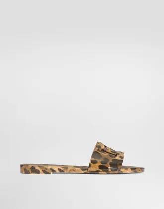 Dolce & Gabbana Leo-print Rubber Beachwear Slides - Woman Slides And Mules Animal Print 35
