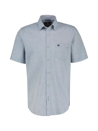 Lerros Leinenhemd LERROS L&auml;ssiges Baumwoll-Leinenhemd, unifarben, Herren, Gr. S, Normalgr&ouml;ssen, blau (mid storm blau), 80% Baumwolle, 20% Leinen, Hemden Lein