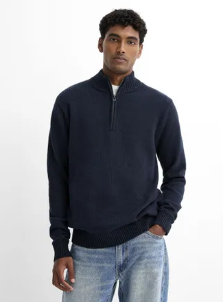 Le 31 Mens Minimalist zip-neck sweater