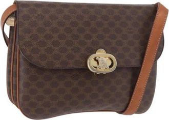 Celine Pre-owned Vintage Macadam Canvas Shoulder Bag - Dames - Vintage Schoudertas - Bruin - ONE Size - Leer - Vintage