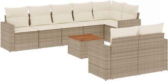 vidaXL Set De Sof&aacute;s De Jard&iacute;n 9 Pzas Con Cojines Rat&aacute;n Sint&eacute;tico Beige Vidaxl