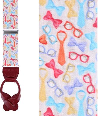 Trafalgar Store The Fashionisto Tie and Glasses Linen Button Suspenders in Multiple Colors at Nordstrom
