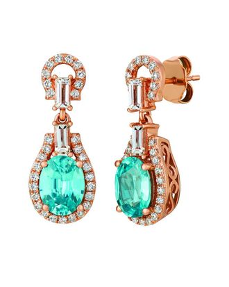 Le Vian Blueberry Zircon 14K Rose Gold 3.37 Ct. Tw. Diamond & Blue Zircon Earrings