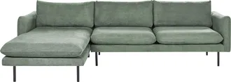 Beliani Beliani - Sof&aacute; Esquinero Moderno 4 Plazas Asiento Acolchado Patas Metal Negro Tela Verde Vinterbro