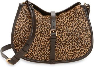 Etro Medium Pony Leopard Print Genuine Calf Hair Shoulder Bag in Beige M0121 at Nordstrom