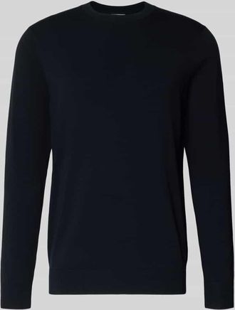 Profuomo Regular Fit Strickpullover mit Seide-Anteil in Marine, Größe XXL