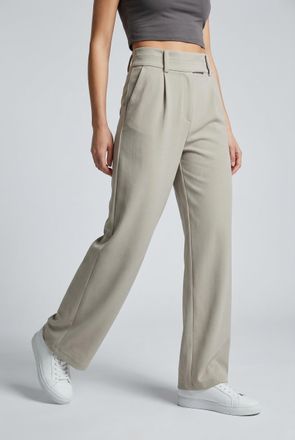 Only Anzughose ONLY ONLCARMEN LIFE HW STR PANT PNT ZLO, Damen, Gr. 34, N-Gr, pumice stone, Milano Rib, Obermaterial: 95% Polyester, 5% Elasthan, unifarben,