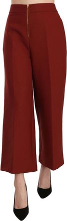 Jucca Red High Waist Cropped Flared Dress Formal Trouser Womens Pants