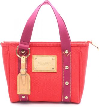 Louis Vuitton Purple Red Color Canvas Leather Handbag Tote Bag (Pre-Owned)