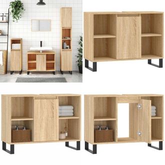 vidaXL Mobile da Bagno Rovere Sonoma 80x33x60 cm in Legno Multistrato - Mobile in legno - Mobile da bagno Rovere Sonoma