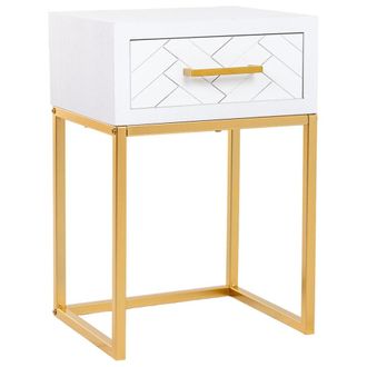 Wanderlust Deco Mesita 1 caj&oacute;n madera y metal 40x36x60