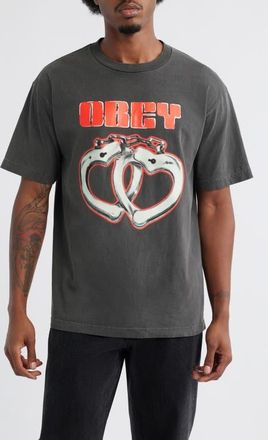 Obey Cuffs Graphic T-Shirt in Pigment Dusty Black at Nordstrom, Size X-Large