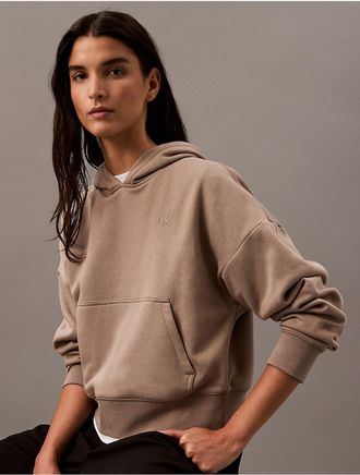 Calvin Klein Womens Archive Logo Fleece Hoodie - Grey - XS