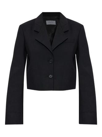 Off-white logo-print cropped blazer - women - Wool/Polyester/Lyocell - 38 - Black