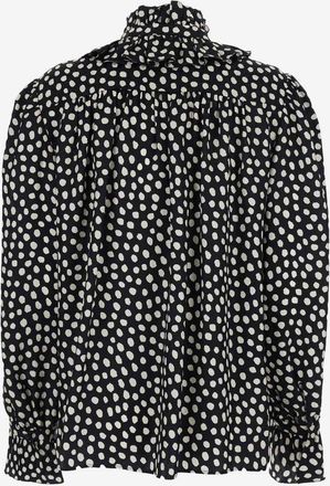 Chlo&eacute; Womens Silk Shirt With Polka Dot Pattern Black
