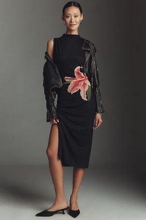 Rails Rebecca Ruched High-Neck Midi Dress