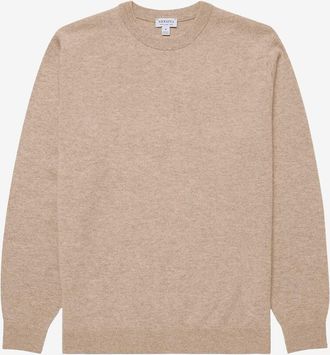 Sunspel Feiner Kaschmirpullover mit geripptem Rundhals