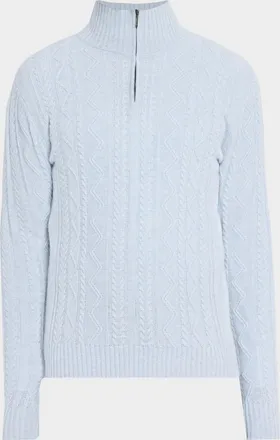 Neiman Marcus Men & apos;s Cashmere Cable Knit Quarter-Zip Sweater