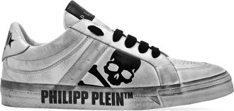 Philipp Plein Skull & Bones metallic-effect sneakers - unisex - Calf Leather/Polyurethane/Polyester/Viscose/Calf Leather/Sheepskin/Synthetic Rubb