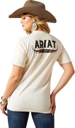 Ariat Womens Ariat Bull Horns T-Shirt in Natural, Size X-Small