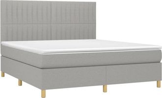 vidaXL Vidaxl - Cama Box Spring Colch&oacute;n Y Luces Led Tela Gris Claro 160x200 Cm