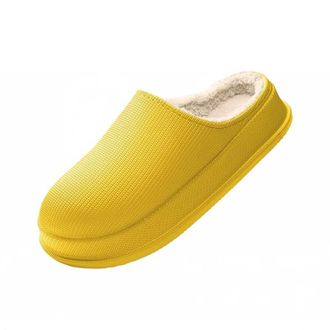 Generic Cloud Slippers for Women Men,Warm Slippers Indoor Outdoor,Sole Fuzzy Slip-On House Shoes with Plush Lining (Yellow, M, Adult, Women, 5.5, Numeric Rang