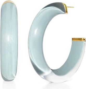 Gold & Honey Womens Medium Illusion Hoop Earrings In Grey