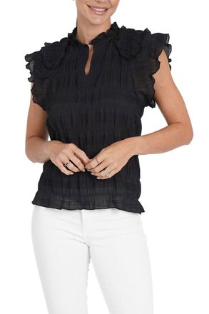 Love Token Gina Shirred Top In Black