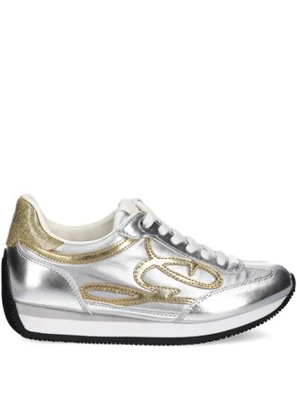 Guess Co Skroll metallic-effect lace-up sneakers - Silver