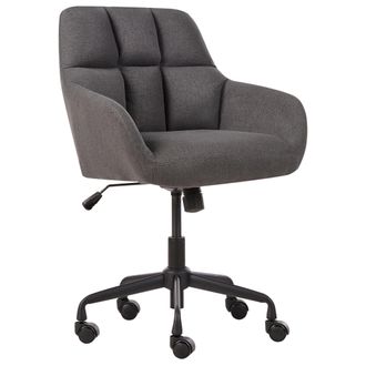 Beliani Silla De Oficina De Tela Poli&eacute;ster Estructura Met&aacute;lica Negra Funci&oacute;n Giratoria Ajustable Muebles De Oficina Gris Palmdale