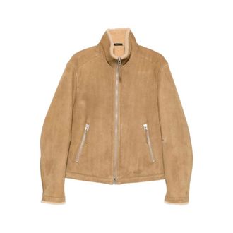 Tom Ford Jassen, Heren, Bruin, L, Su&egrave;de, Jack met schapenvachtkraag van su&egrave;de