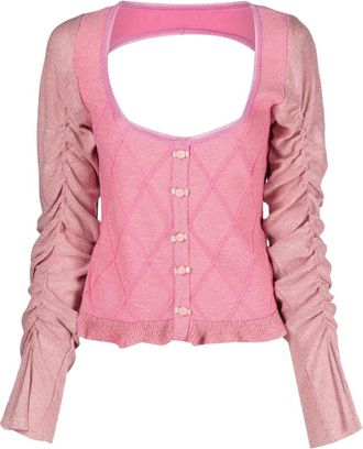 Cormio Elena draped-sleeve cardigan - women - Viscose/Cotton/Polyamide/Metallic Fibre - 38 - Pink