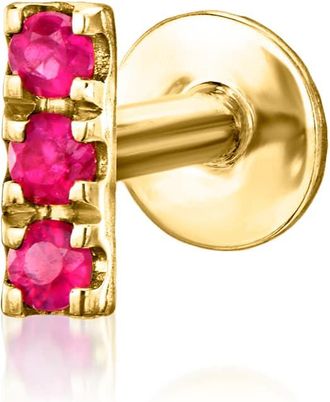 RS Pure by Ross-Simons Ruby Bar Flat-Back Stud Earrings in 14kt Yellow Gold