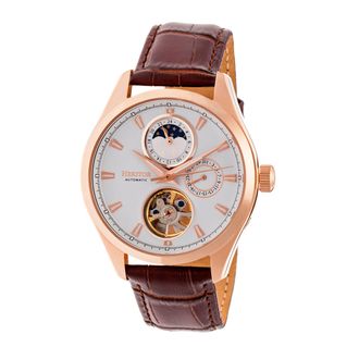 Heritor Heritor Sebastian Automatic Semi-Skeleton Watch, Leather Strap, 40 mm