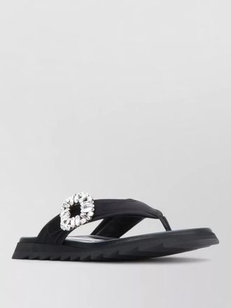 Roger Vivier flat slide sandals open toe buckle