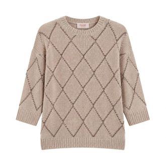 Marella Emmumile Truien - Dames - Ronde hals truien - Beige - M - Wol - Truien & Vesten