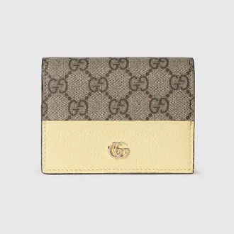 Gucci Bi-color GG Marmont Small Wallet, Yellow, Leather