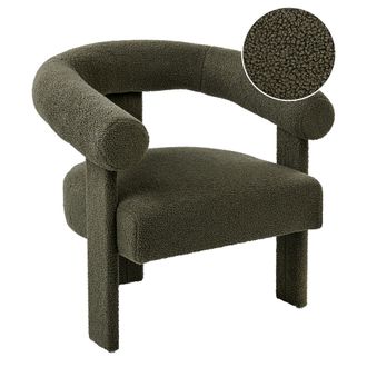 Beliani Sill&oacute;n De Sala De Estar Estilo Retro Tapicer&iacute;a De Boucl&eacute; Patas Tapizadas Verde Ilbro
