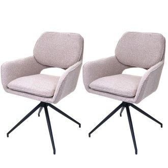 Hhg Hhg - Nunca Usado] Juego De 2 Sillas De Comedor 638, Silla De Cocina, Giratoria Con Retorno Autom&aacute;tico, Tejido Boucl&eacute; (540 G/m&sup2;) Oeko-tex, Beige