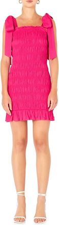 endless rose Smocked Tie Strap Dress in Fuchsia at Nordstrom, Size X-Small